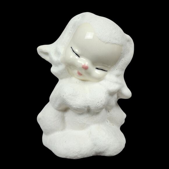 Vintage Ceramic Bunny Rabbit Japanese Mid Century White 3.25" Figurine Easter - Picture 1 of 8